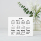 White Mini Calendar von Janz 2020 Postkarte (Stehend Vorderseite)