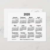 White Mini Calendar von Janz 2020 Postkarte (Vorne/Hinten)