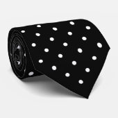 White Mini Polka Dot Pattern auf schwarz Krawatte (Gerollt)