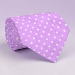 White Mini Polka Dots on Lavender Necktie Krawatte<br><div class="desc">This charming necktie features a delightful pattern of white mini polka dots elegantly set against a soft lavender background. Perfect for adding a touch of playful sophistication to any outfit, this tie is a versatile accessory suitable for various occasions, from casual business meetings to special events. The high-quality material ensures...</div>