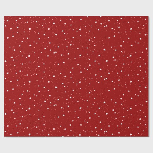 White Mini Star Snow Weihnachten Rotes Muster Geschenkpapier (Flach)
