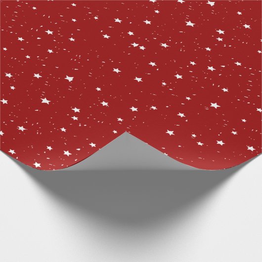 White Mini Star Snow Weihnachten Rotes Muster Geschenkpapier (Ecke)