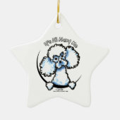 White Miniature Toy Poodle IAAM Keramik Ornament (Vorne)