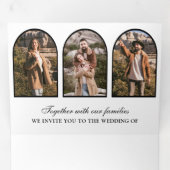 White Minimal Arch Photo QR code Wedding Dreifach Gefaltete Einladung (Innen Erste Seite)