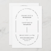 White Minimal Arch QR Code Wedding Foto Einladung (Vorne/Hinten)
