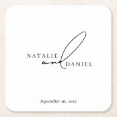 White Minimal Classic Chic Wedding Rechteckiger Pappuntersetzer (Vorderseite)