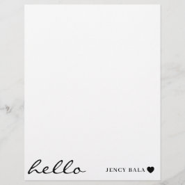 White Minimal Heart | Simple Modern Hello Design Briefbogen