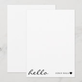 White Minimal Hello | Clean Modern Heart Design Mitteilungskarte (Vorne/Hinten)