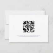 White Minimal Leaf Blue Schriftart & QR Code RSVP Karte (Rückseite)