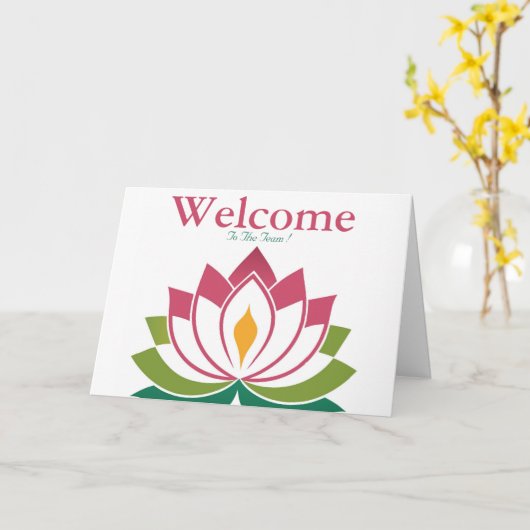 White Minimal Lotus Willkommenswünsche Karte (Gelbe Blume)