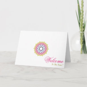 White Minimal Mandala Kunst Willkommen Karte