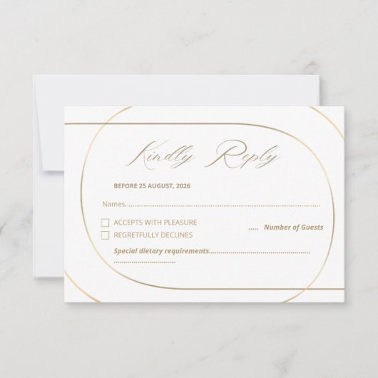 White Minimal Modern Arch Wedding Gold RSVP Karte (Vorderseite)