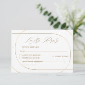 White Minimal Modern Arch Wedding Gold RSVP Karte (Stehend Vorderseite)