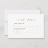 White Minimal Modern Arch Wedding Gold RSVP Karte (Rückseite)