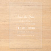 White Minimal Modern Save the Date Card Acryleinladungen (Vorderseite)