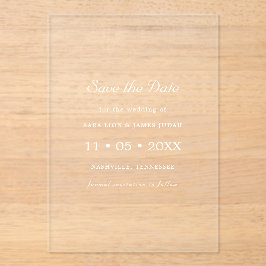 White Minimal Modern Save the Date Card Acryleinladungen
