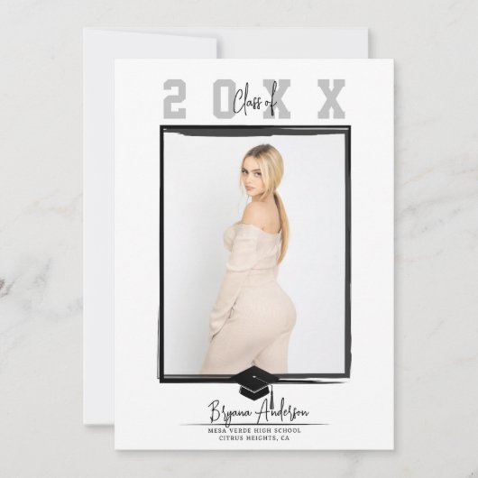 White Minimal Trendy Abschluss Foto (in beliebiger Einladung (Vorderseite)