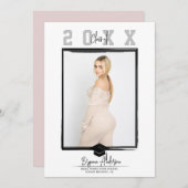 White Minimal Trendy Abschluss Foto (in beliebiger Einladung (Vorne/Hinten)