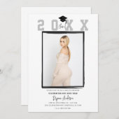 White Minimal Trendy Foto Graduation Party Einladung (Vorne/Hinten)