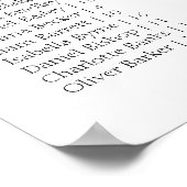 White Minimal Wedding Alphabetical Seating Chart Poster (Ecke)
