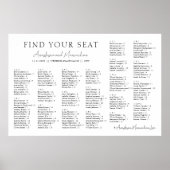 White Minimal Wedding Alphabetical Seating Chart Poster (Vorne)