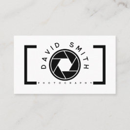 White Minimalist Camera Photographer Business Card Visitenkarte