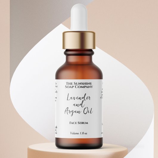 White Minimalist Cosmetics Dropper Bottle  Adressaufkleber