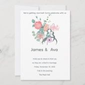 White Minimalist floral Wedding Invitaion Einladung (Vorderseite)
