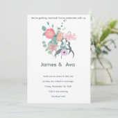 White Minimalist floral Wedding Invitaion Einladung (Stehend Vorderseite)