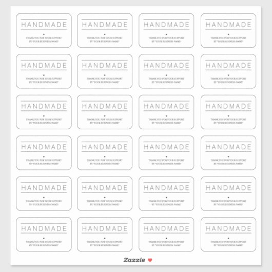 White Minimalist Handmade Artisan Gratitude  Aufkleber (Blatt)