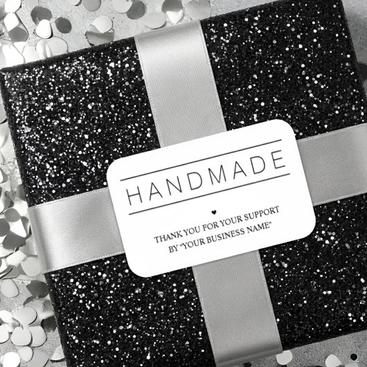 White Minimalist Handmade Artisan Gratitude Aufkleber