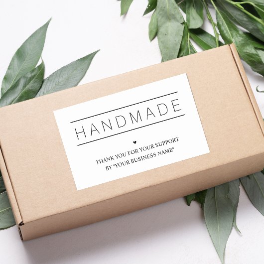 White Minimalist Handmade Artisan Gratitude Rechteckiger Aufkleber