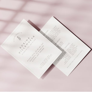 White Minimalist In Loving Memory Funeral Program Programm