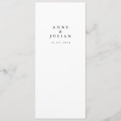 White Minimalist Modern Wedding Menu Menükarte (Rückseite)