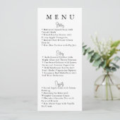 White Minimalist Modern Wedding Menu Menükarte (Stehend Vorderseite)
