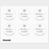 White Minimalist Thank You Logo  Round Sticker (Blatt)