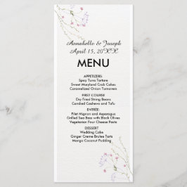White Minimalist watercolor flowers wedding Menükarte