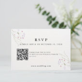 White Minimalist watercolor flowers wedding RSVP Karte (Stehend Vorderseite)
