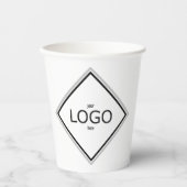 White Minimalistic Modern Diamond Logo Branding Pappbecher (Vorderseite)