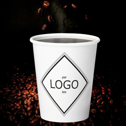 White Minimalistic Modern Diamond Logo Branding Pappbecher