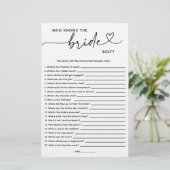 White Minimalistic Wer kennt die Braut am besten? (Stehend Vorderseite)