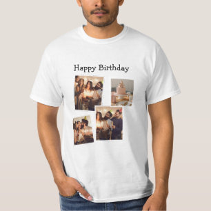 White Minimalistisch Birthday Foto Collage T - Shi T-Shirt