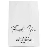 White Minimalistisch Brautparty Vielen Dank Mittlere Geschenktüte (Vorderseite)