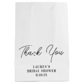 White Minimalistisch Brautparty Vielen Dank Mittlere Geschenktüte (Rückseite)