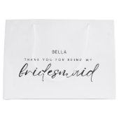 White Minimalistisch Danke, Bridesmaid Große Geschenktüte (Vorderseite)