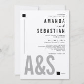 White Minimalistisch Elegante Monochrome Wedding I Einladung (Vorderseite)
