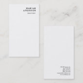 White Minimalistisch Elegante Persönliche Präsenta Visitenkarte (Vorne/Hinten)