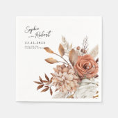 White Minimalistisch Fall Floral Bouquet Wedding Serviette (Vorderseite)