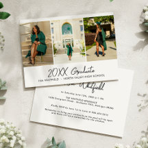 White Minimalistisch Foto Collage Graduation Party