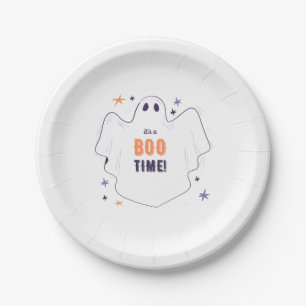 White Minimalistisch Ghost Halloween Pappteller